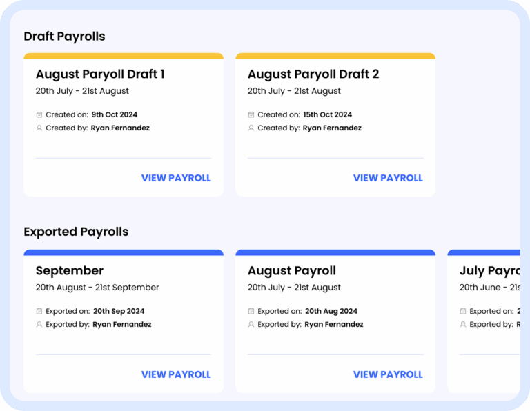 Create, approve and export payroll