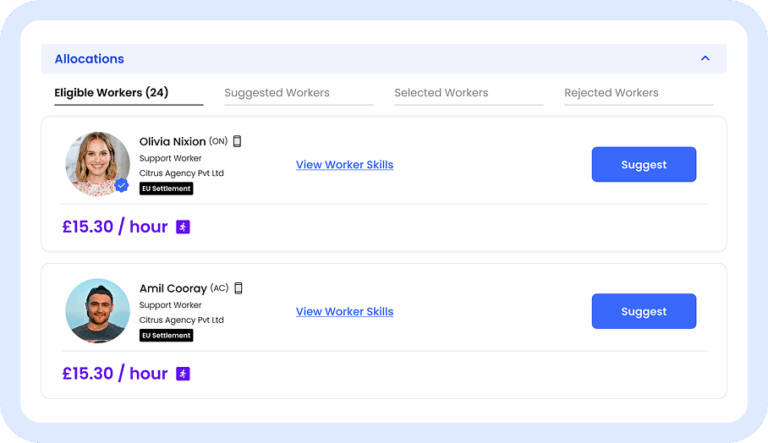 Posting and allocating shifts